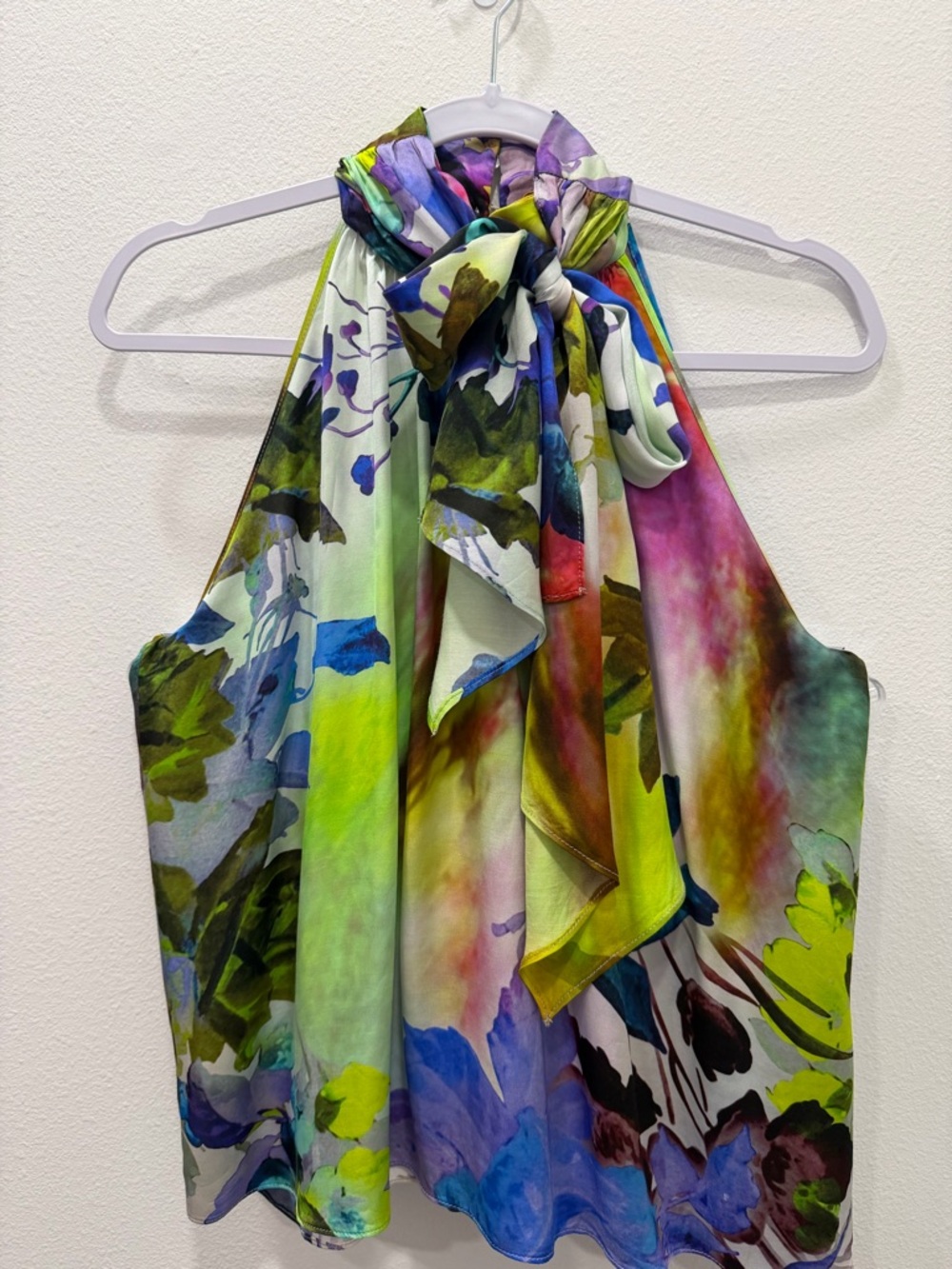 Lola & Sophie New York Halter Top Bow Tie Floral Watercolor Print Size S - Picture 9 of 17
